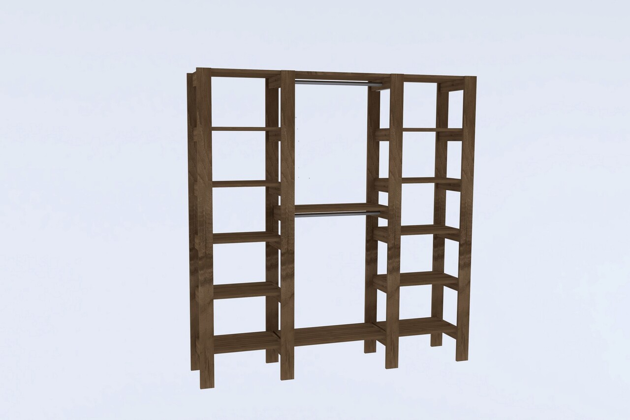 Dulap pentru haine, Puqa Design, City, 161.4x180x33.6 cm, PAL, Maro - 2 | YEO