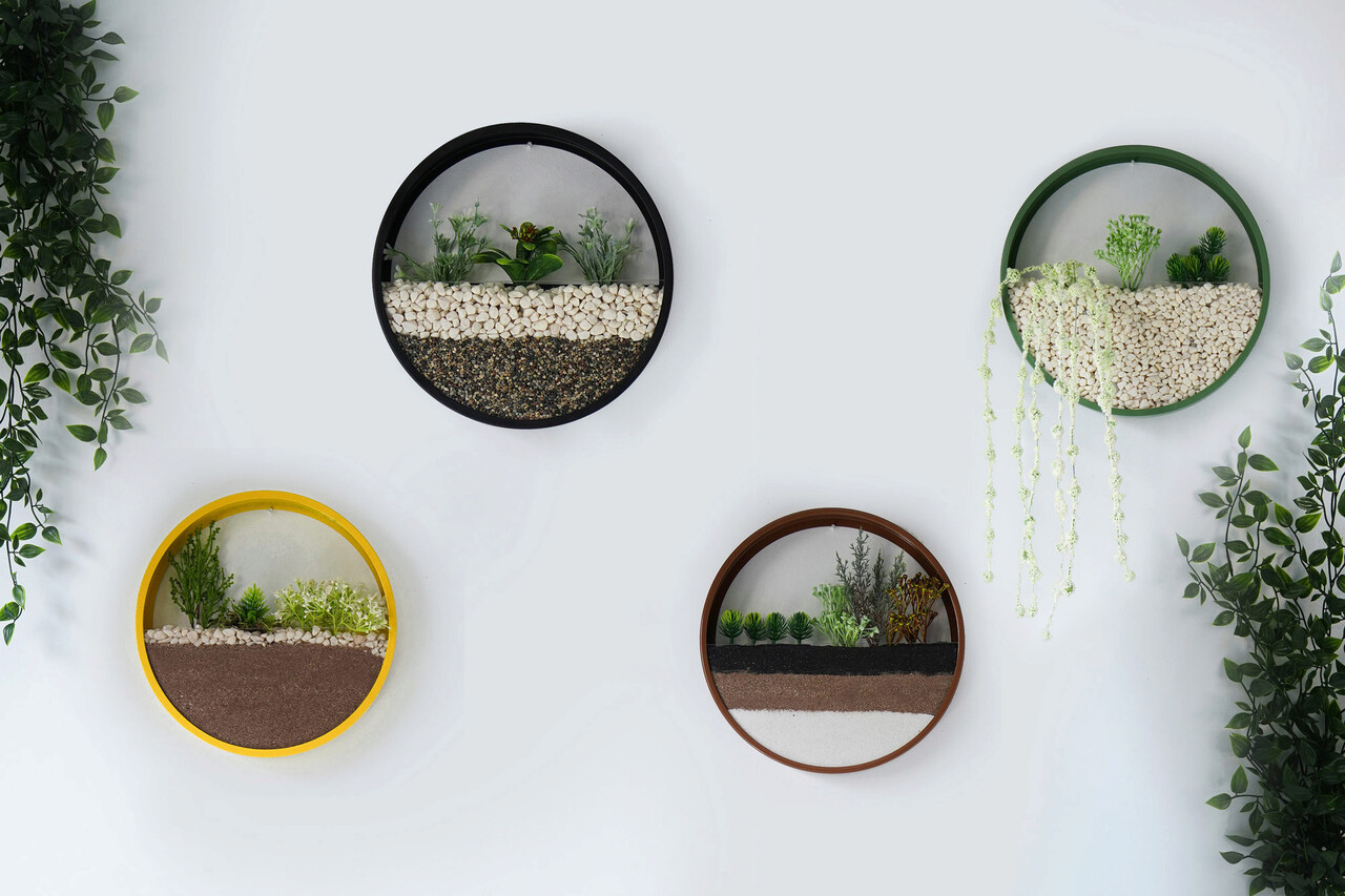 Decoratiune de perete, Sweet Azalea, Metal, Fier, Negru / Maro / Verde / Galben - 1 | YEO