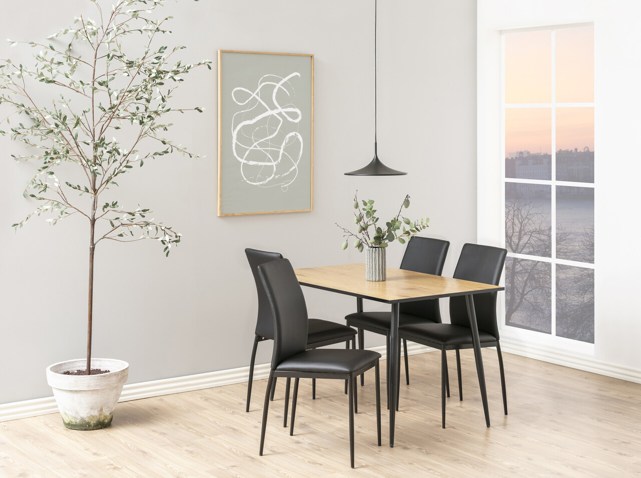 Scaun Demina, Actona, 43.5x53x92 cm, piele ecologica/otel, negru - view 5