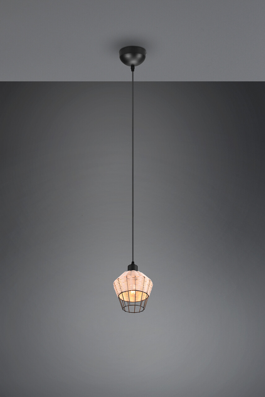 Lustra Borka, RL, 17.5x150 cm, 40W, 1x E27, ratan, natur/negru