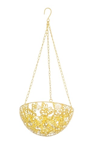 Suport pentru ghiveci, bizzotto, butterfly, 25 x 25 x 57 cm, metal, galben