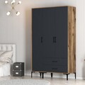 Dulap pentru haine, Hommy Craft, Kumsal ST, 120x47.5x201.4 cm, PAL, Nuc / Antracit