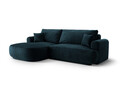 Coltar extensibil stanga 5 locuri, modular, cu lada depozitare, Ella, Micadoni Home, 271x174x94 cm, catifea, petrol inchis