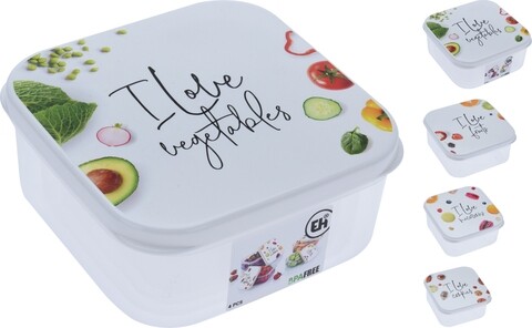 Set 4 cutii depozitare, 1000 ml/650 ml/450 ml/300 ml, polipropilena