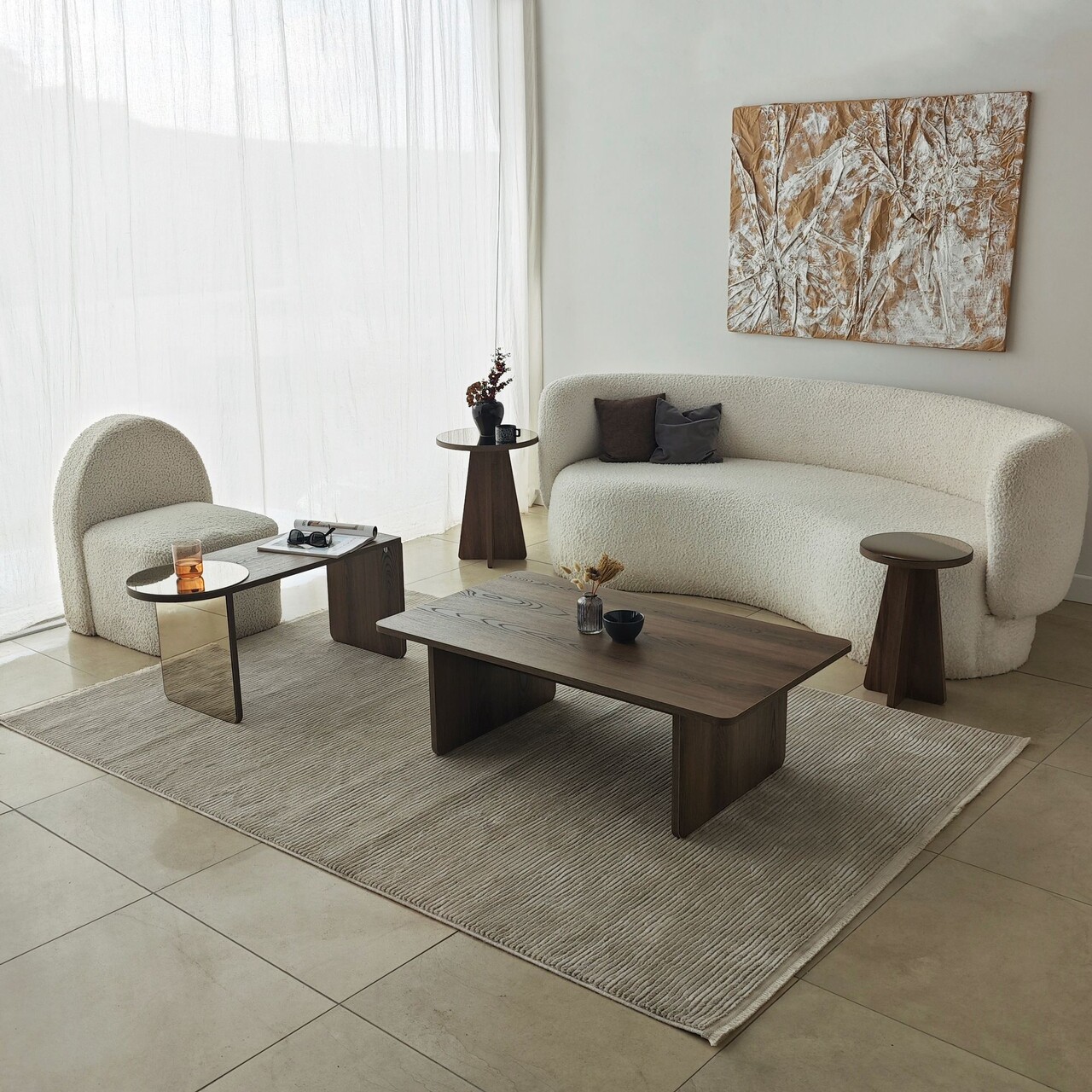 Set masute de cafea, Hanah Home, Luna 4, Bronz / Nuc - imagine 8