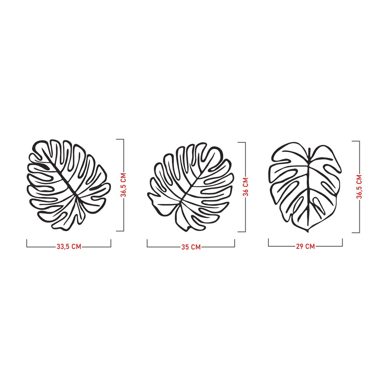 Decoratiune de perete, Tropical, Leef Nr. 1: 36,5 x 33,5 cm (1 bucată) , Negru - view 7