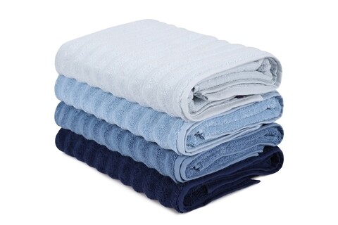 Set 4 prosoape de baie 406, Beverly Hills Polo Club, 70x140 cm, bumbac, albastru