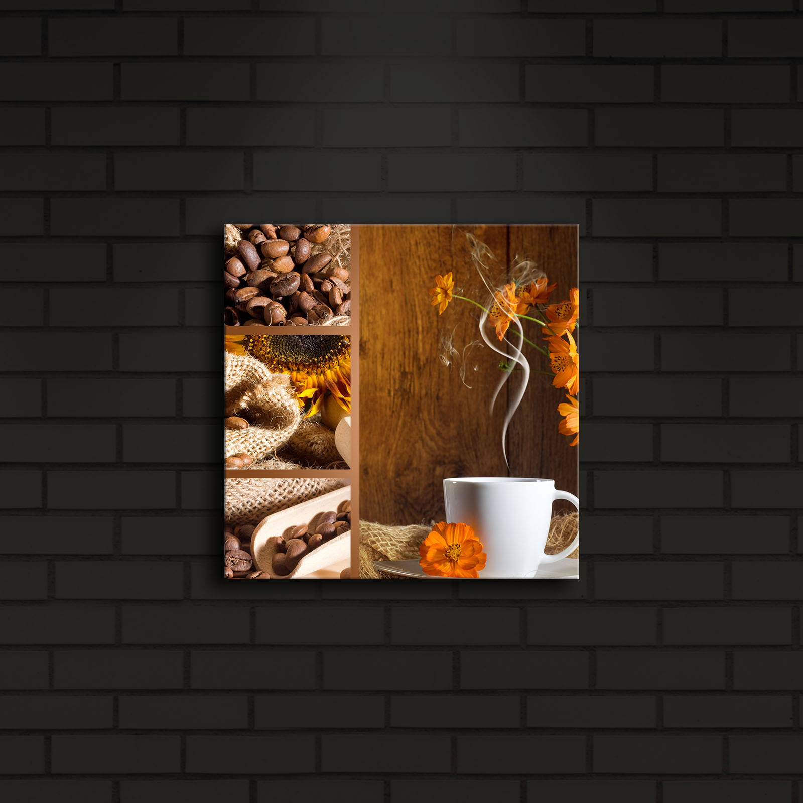 Tablou decorativ cu lumina LED, 2828İACT-16, PÂNZĂ DIN PIELE ÎNTOARSĂ, Dimensiune: 28 x 28 cm, Multicolor