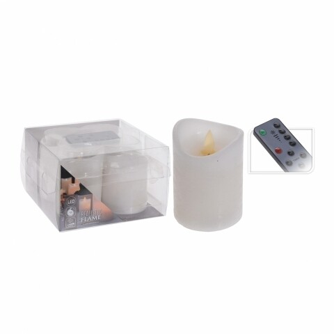 Set 4 lumanari cu LED cu telecomanda, 7 x 10 cm, parafina, alb