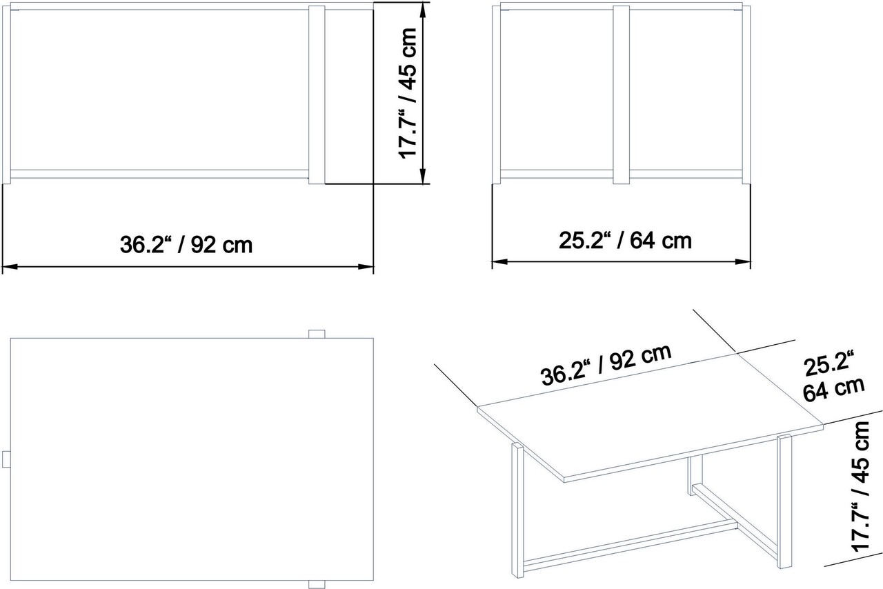 Masuta de cafea Merideths, Hadley, 92x64x45 cm, auriu/alb