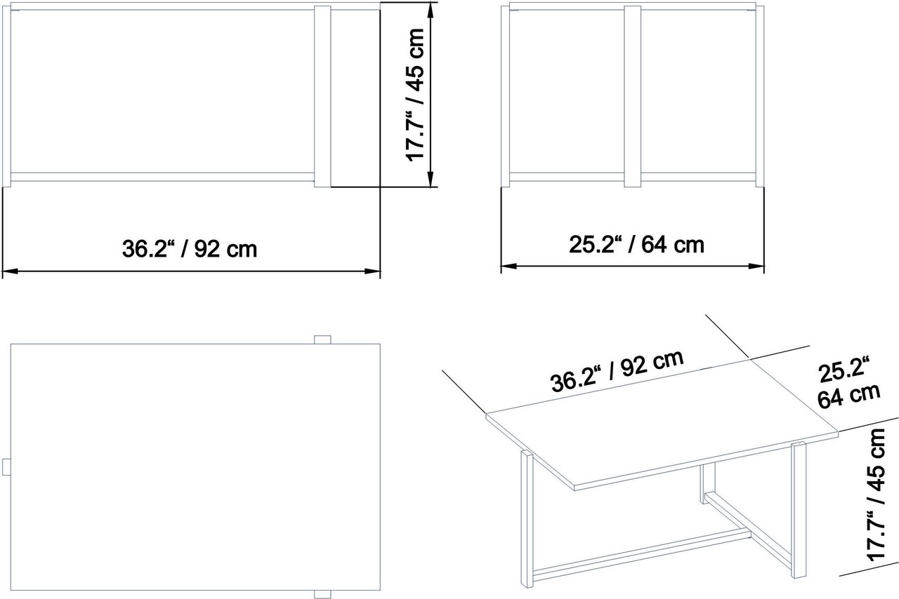 Masuta De Cafea Merideths, Hadley, 92x64x45 Cm, Auriu/alb