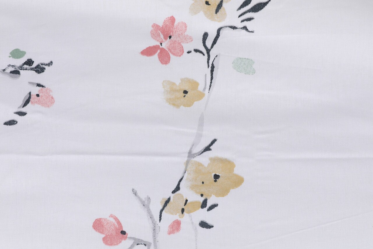 Lenjerie de pat dubla King (FR), L'essentiel Maison, Jasmine, Alb/Somon - imagine 5