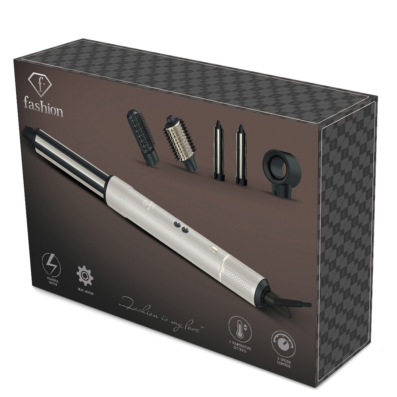 Aparat de coafat profesional, 5 in 1 Fashion TV, Matte Cream-Gold, 1500W, 3 viteze, 3 trepte de temperatura, crem - imagine 20