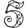 Numar casa pentru poarta/usa Five, metal, 11 x 15 cm, negru, cifra 5