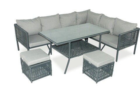 Set mobilier de gradina, jumilla, newyork pouffe, gri