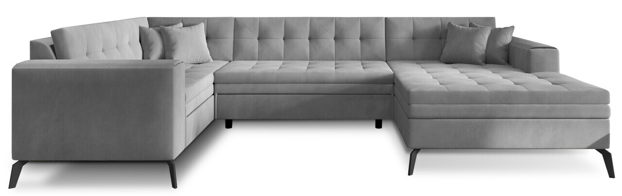 Coltar extensibil dreapta 5 locuri ELTAP, MON-RT-03NU, Montez, 340x180x93 cm, lemn/poliester, gri deschis - view 2