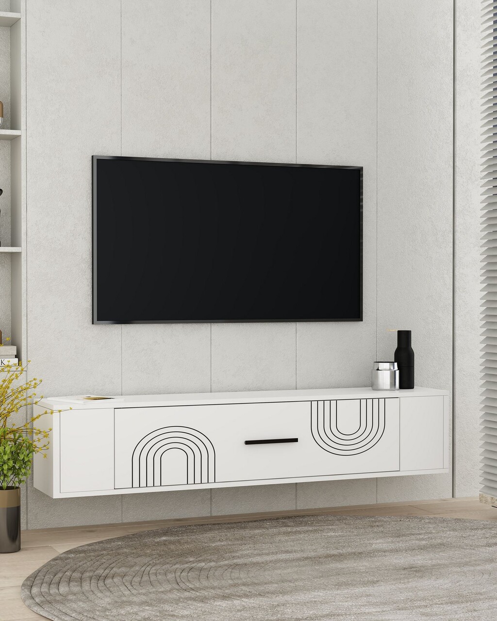 Comoda TV, Hanah Home, Restol 2, 120x33.2x26.4 cm, PAL , Alb - view 2
