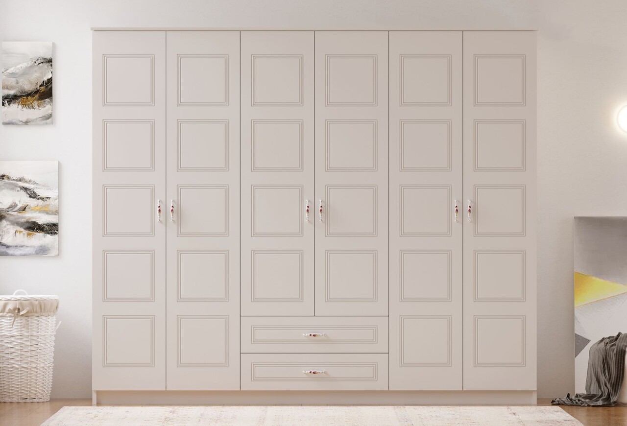 Dulap pentru haine, Rabi, Rb-003, 210x180x52 cm, Alb mat - 1 | YEO