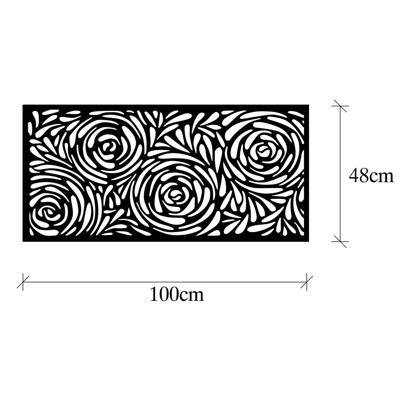 Decoratiune de perete, Decorative Panel 2, Metal, 100 x 48 cm, Negru