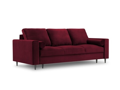 Poza Canapea extensibila, Camellia, Mazzini Sofas, 3 locuri, cu lada de depozitare, 220x100x92 cm, catifea, rosu