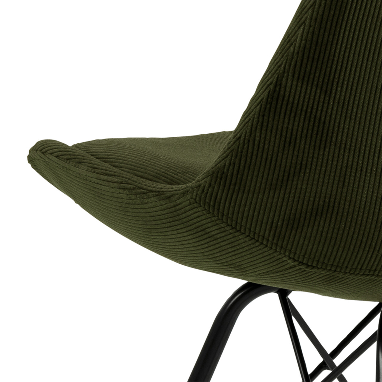 Scaun Eris, Actona, 48.5x54x85.5 cm, tesatura corduroy/otel, verde olive - view 3