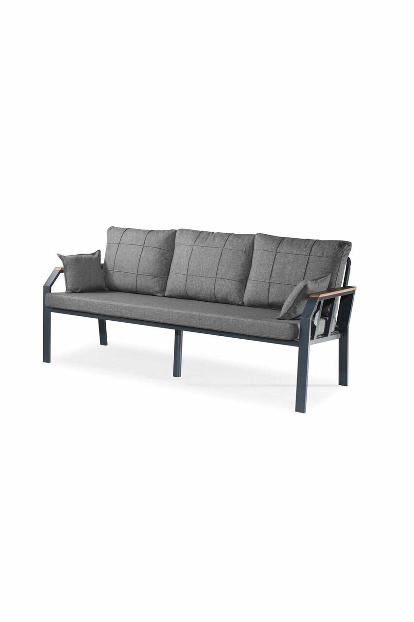 Set mobilier de gradina, Hanah Home, Nergiz 3+1+1, Metal, Gri inchis - view 4
