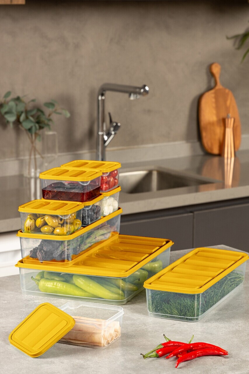 Set recipiente depozitare, Hermia, 964FRM5747, PLASTIC, Dimensiune: 23 x 29,5 x 6,5 cm / 3500 ml (5 bucăți), Portocaliu — imaginea 4