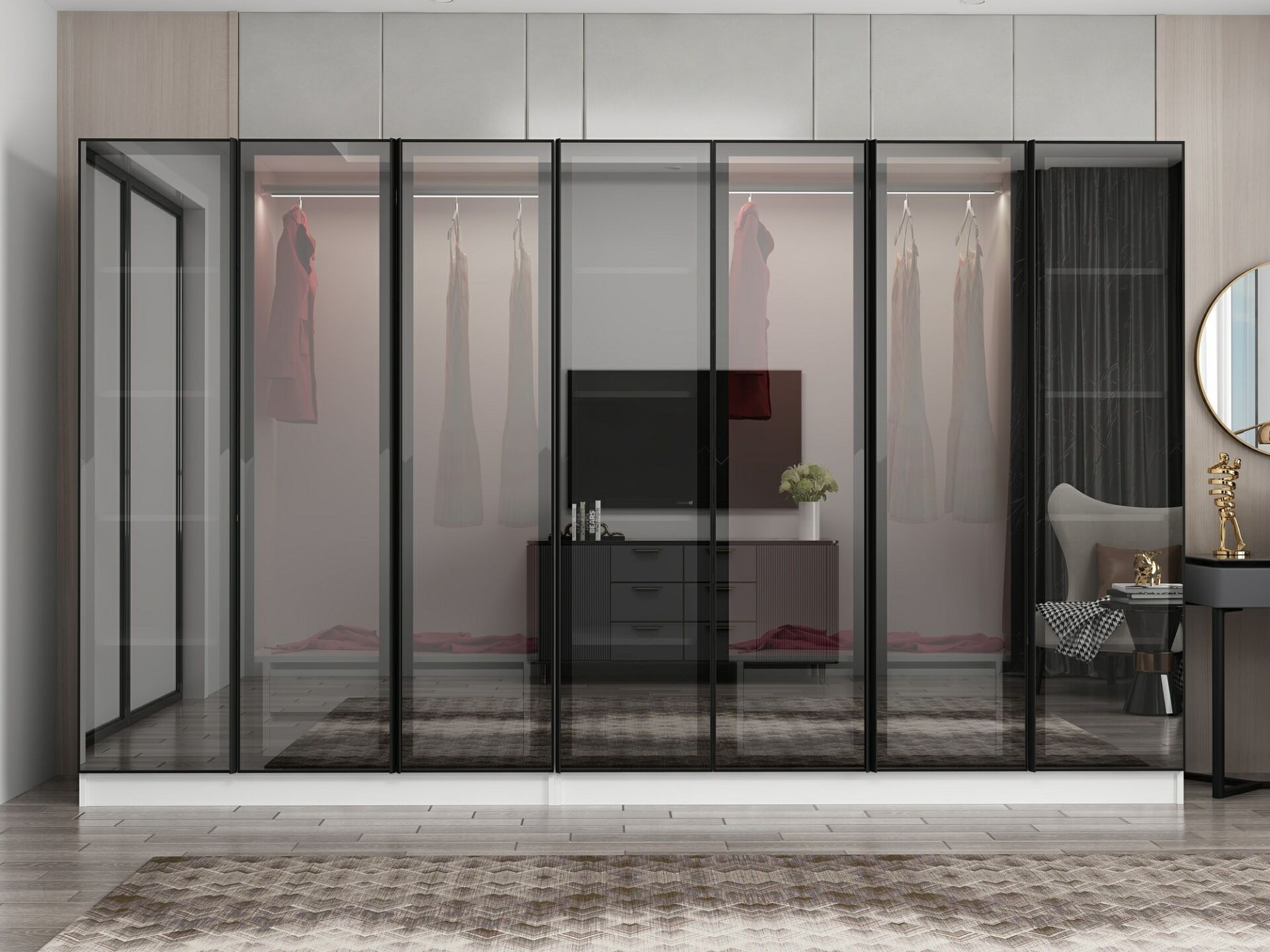 Dulap pentru haine, Hanah Home, Nisa, 315x210x52 cm, Alb