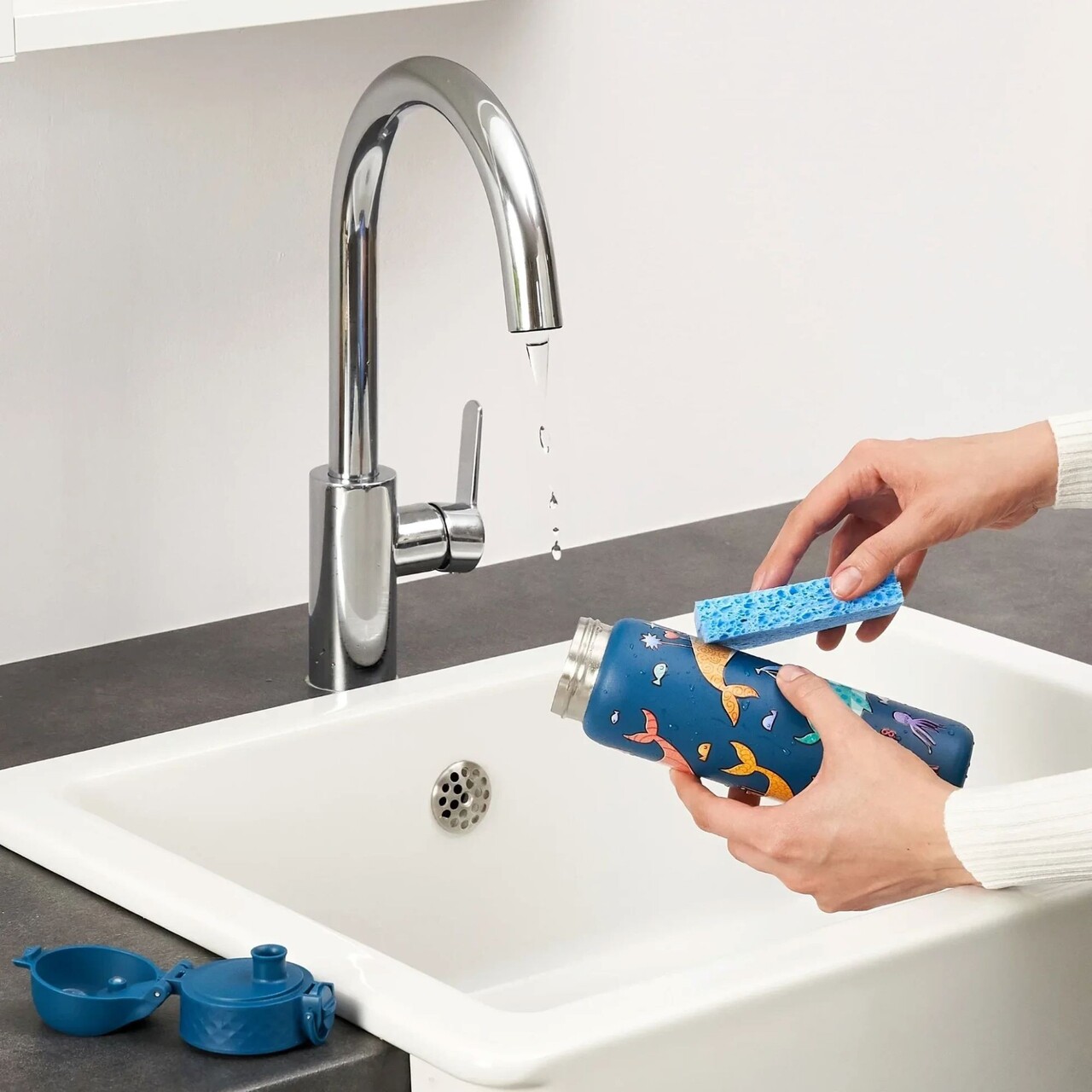 Sticla apa pentru copii Slim, inox, 600ml, Whales - Ion8 - imagine 11