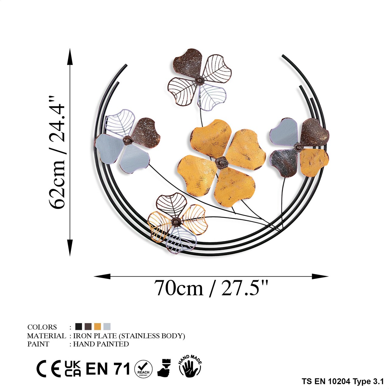 Decoratiune de perete, Haiyang 2, Dimensiuni: 70 x 62 x 4 cm, Multicolor - view 7