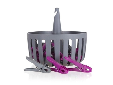 Set 30 de carlige de rufe si cos suspendabil, brilanz, 18x18 cm, plastic, antracit