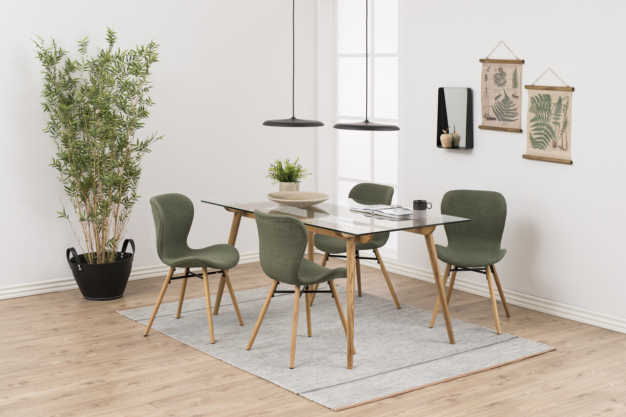 Scaun Batilda -A1, Actona, 47x53x82.5 cm, poliester/lemn de stejar, verde - view 7