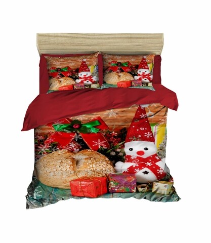 Lenjerie de pat pentru doua persoane, pearl home, 410, print 3d, amestec bumbac, 4 piese, multicolor