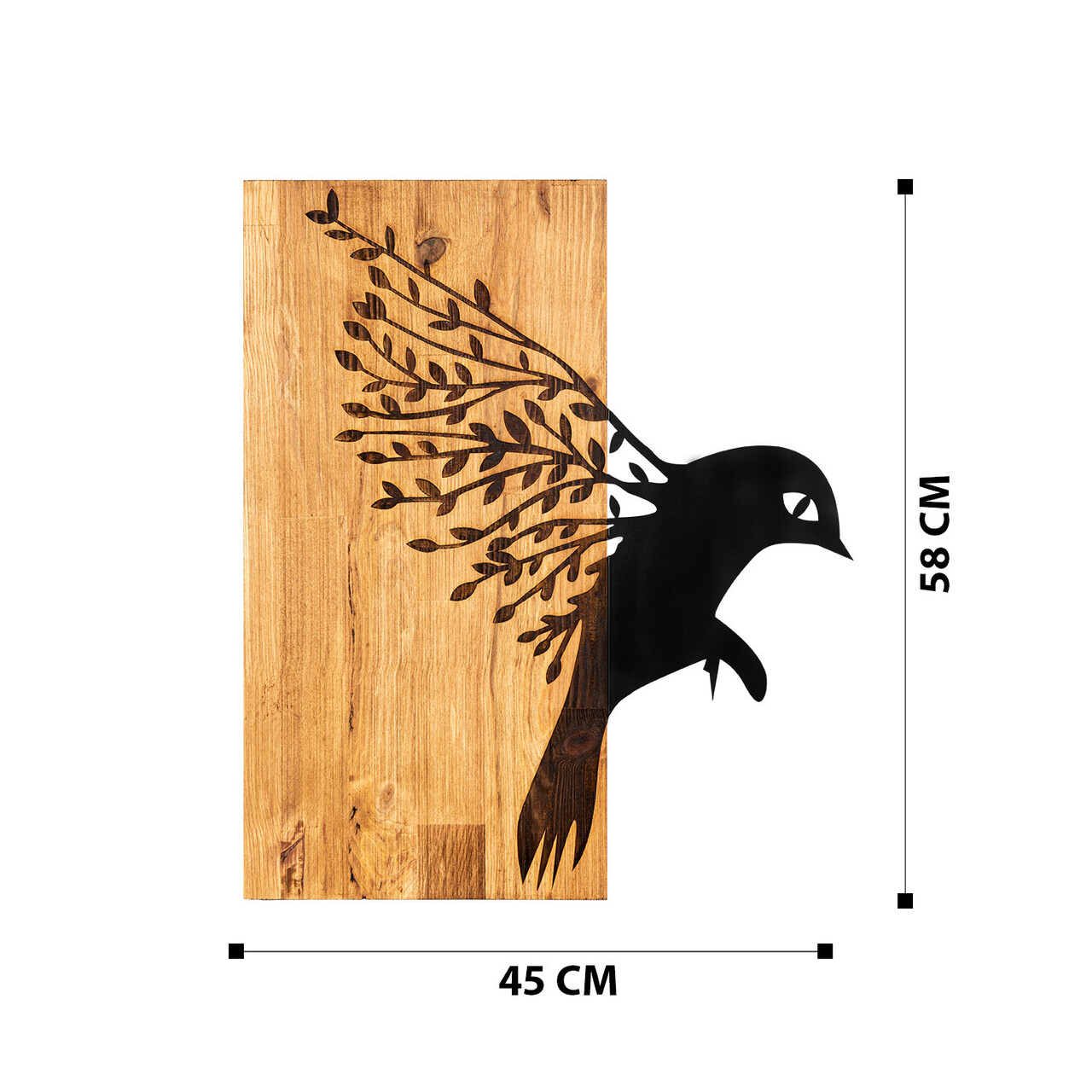 Decoratiune de perete, Mucize, lemn/metal, 45 x 58 cm, negru/maro