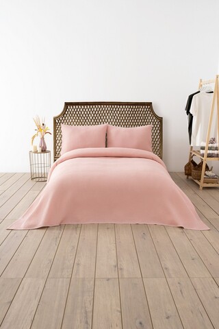 Cuvertura matlasata dubla, Waffle - Powder, DC Home, 70% bumbac/30% poliester