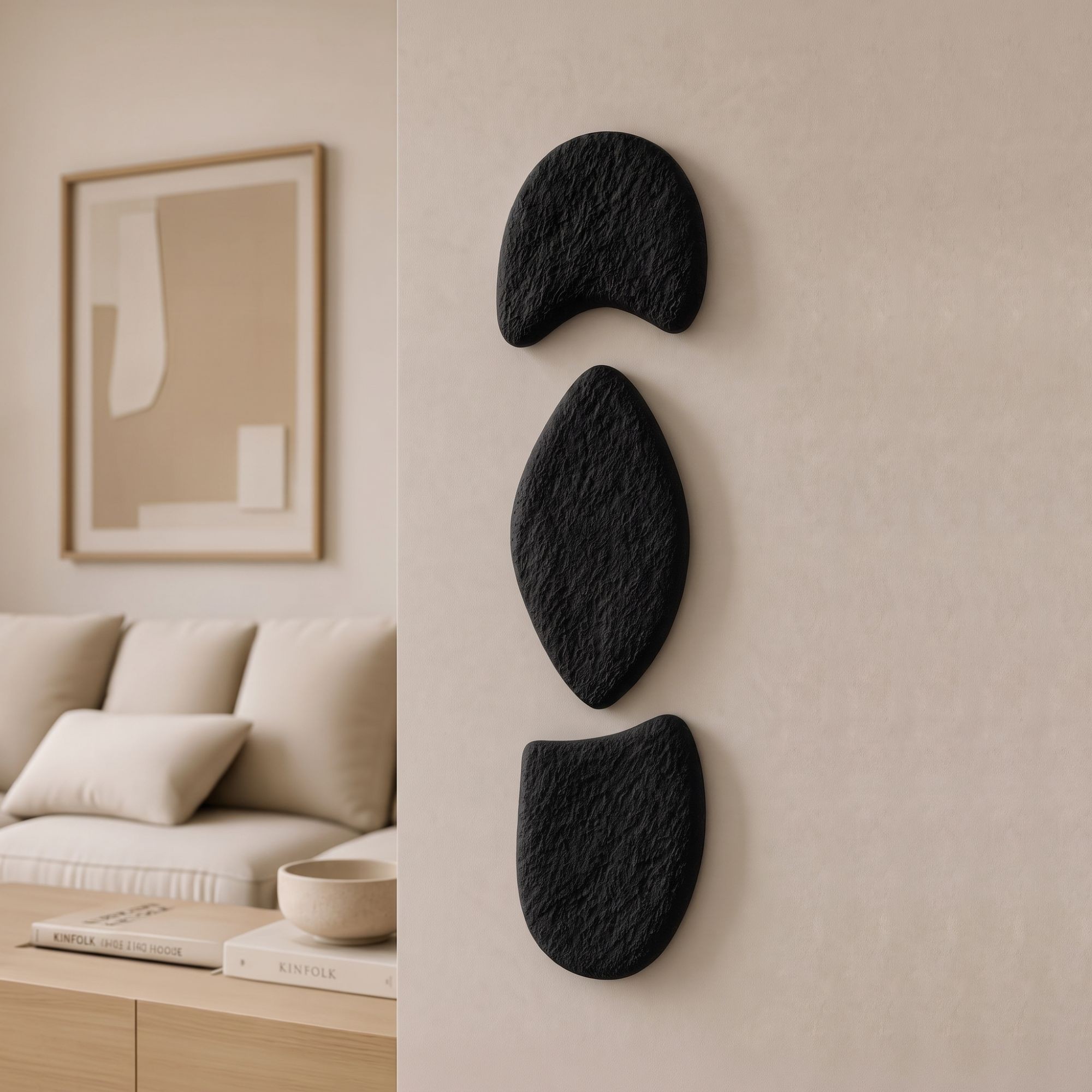 Set de accesorii decorative pentru perete, Myk3097, BETON CARBON, Dimensiunea obiectului 1: 18 x 20 cm, Negru