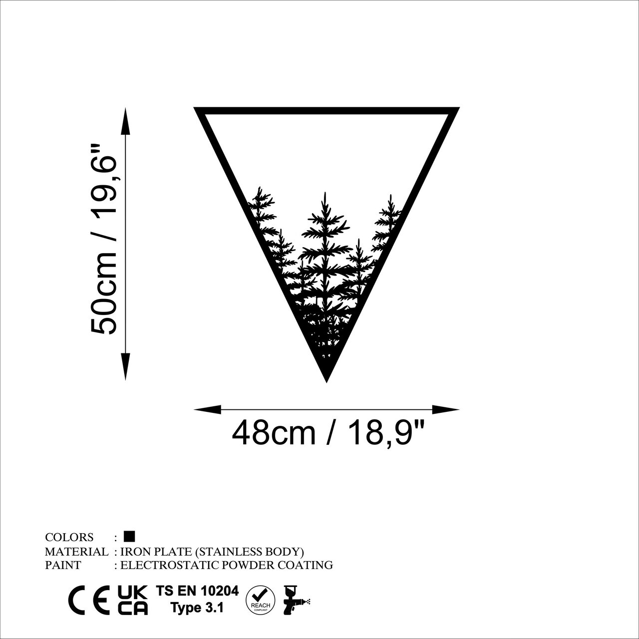 Decoratiune de perete, Tree 14, Dimensiune: 50 x 48 cm, Negru — imaginea 6