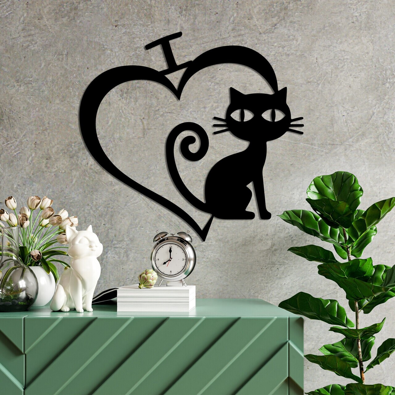 Decoratiune de perete, Cat 4, Dimensiune: 50 x 54 cm, Negru