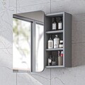 Dulap de baie cu oglindă, Hanah Home, Likya 70, 70x69.8x16 cm, PAL, Gri deschis