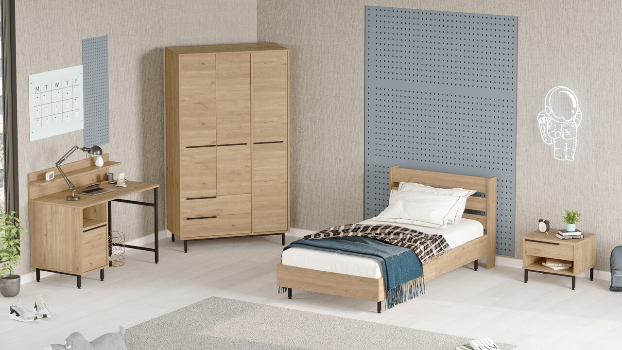 Set dormitor pentru copii, Locelso, ON24-S, Stejar - 2 | YEO