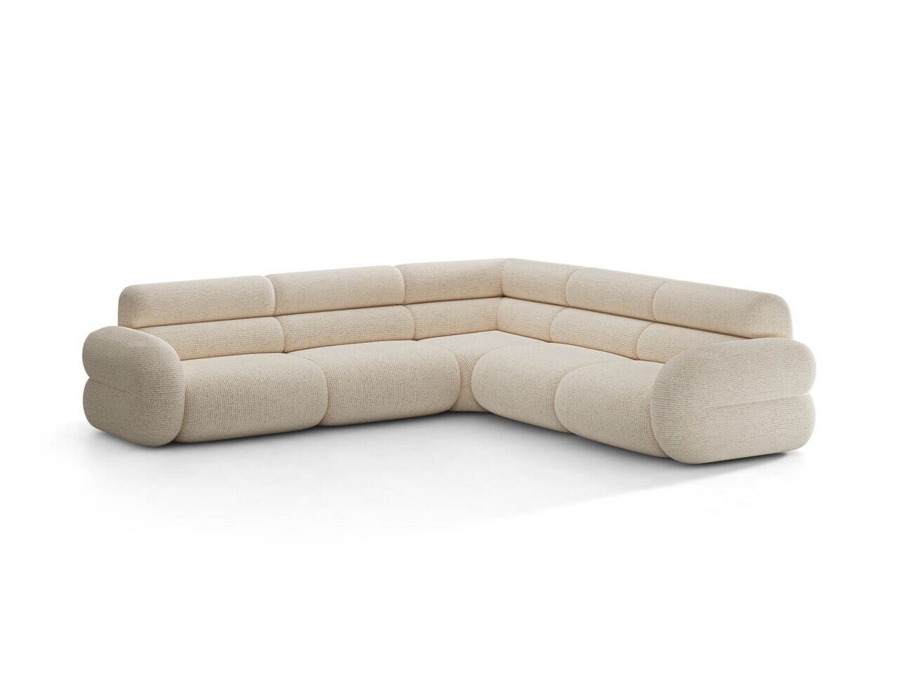 Coltar simetric 7 locuri, Neo, Micadoni Home, 295x295x83 cm, tesatura Chenille Silencio, bej deschis — imaginea 6