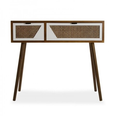 Consola, martine, 30 x 82 x 90 cm, lemn de pin/lemn de paulownia/mdf, maro/alb