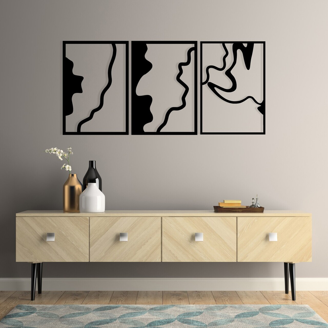 Decoratiune de perete, Flamingo 317, Dimensiuni: 120 x 54,5 cm, Negru