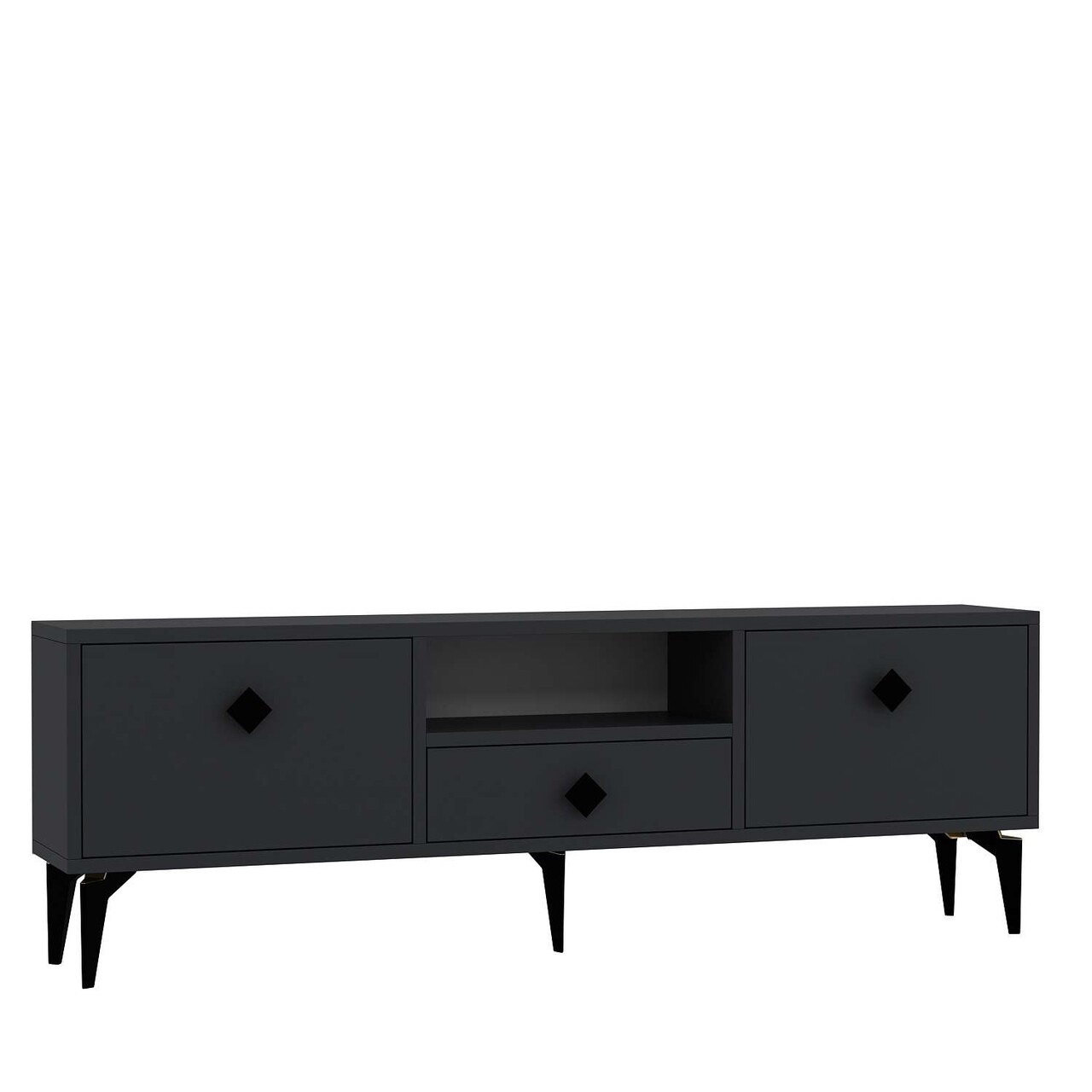 Comoda TV, Hanah Home, 1304-DROP-1, 140x49x30 cm, PAL , Antracit / Negru - view 4