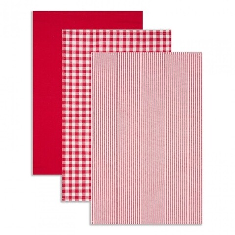 Set 3 prosoape de bucatarie heinner, 45x70 cm, bumbac, rosu