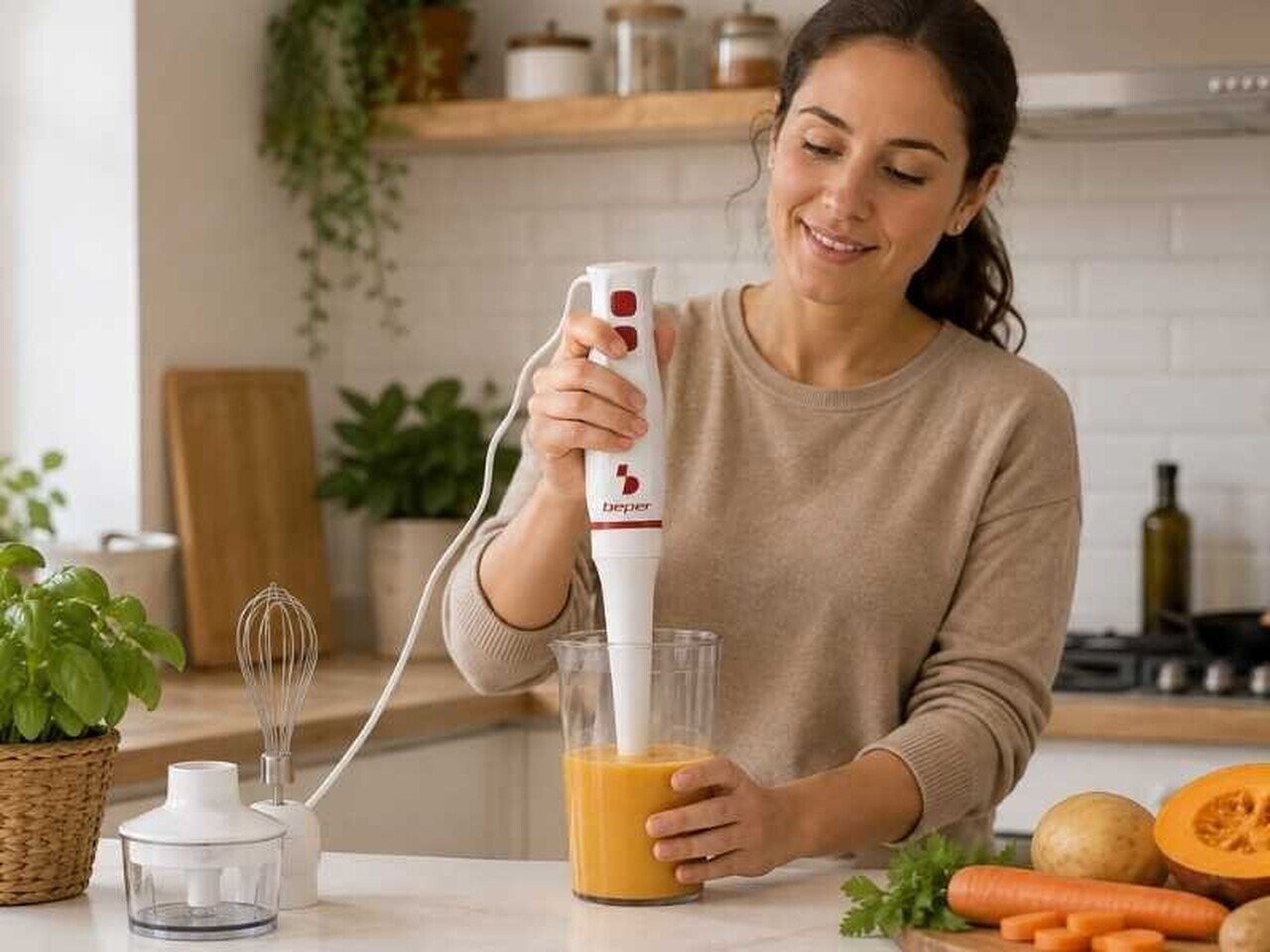 Set blender 4 in 1 Beper, 400 W, 6.5x6.5x36 cm, ABS/inox, multicolor — imaginea 11