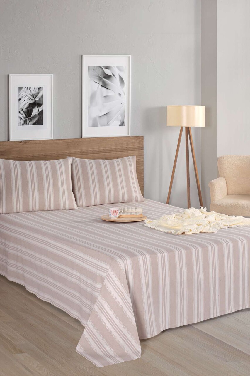 Set de pat pentru o persoana (cearceaf cu elastic si perna) 2 piese, L'essentiel Maison, Soft Line, Bej - view 2