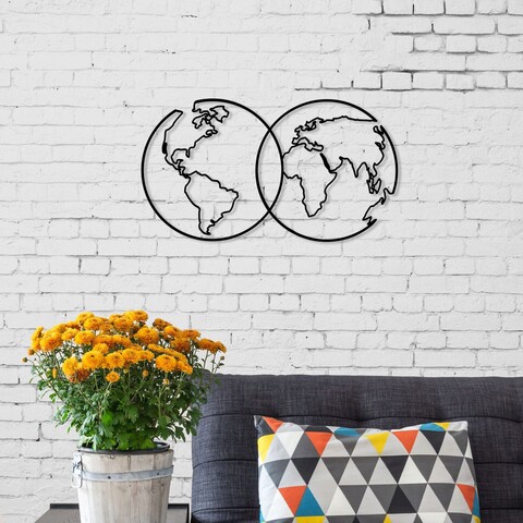Decoratiune de perete, united, metal, dimensiune: 60 x 34 cm, negru