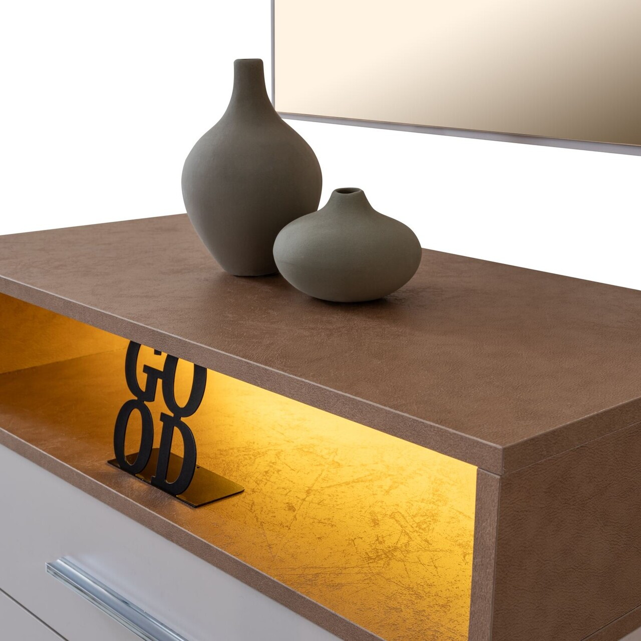 Dulap, Hanah Home, Milano, 85x140x45 cm, PAL, Alb/Maro - view 6
