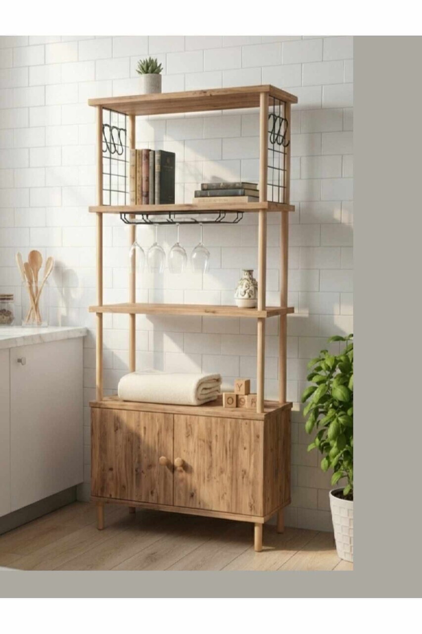 Dulap pentru bucatarie, Hanah Home, Pk09Pk, 60x140x30 cm, PAL, Pin — imaginea 3